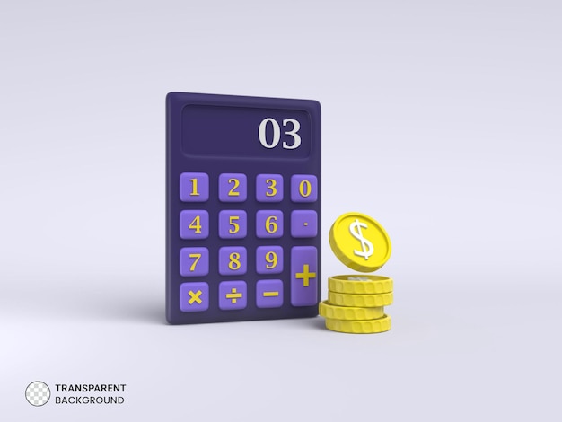 Icono de calculadora aislado 3d Render ilustración