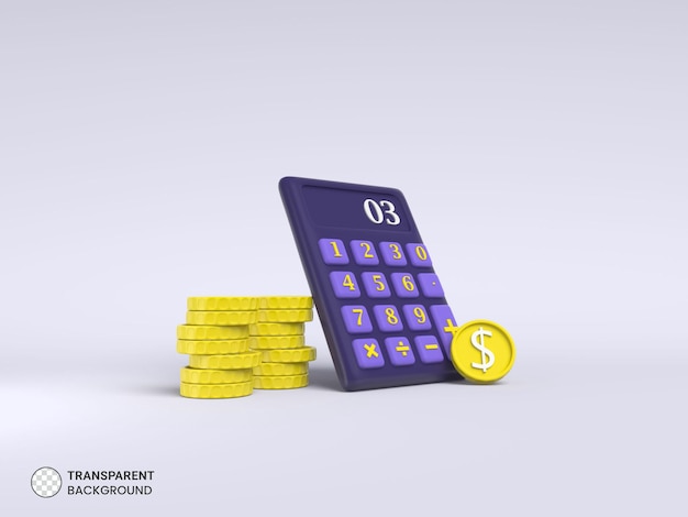 Icono de calculadora aislado 3d Render ilustración