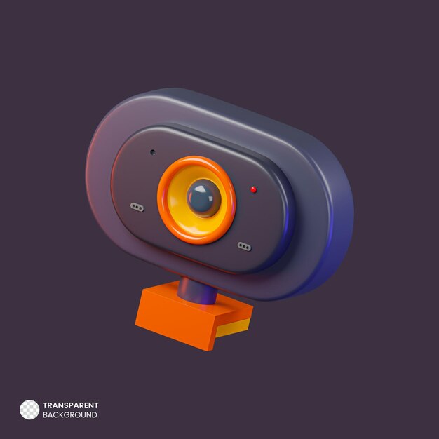 Icono de cámara web de procesamiento 3d aislado