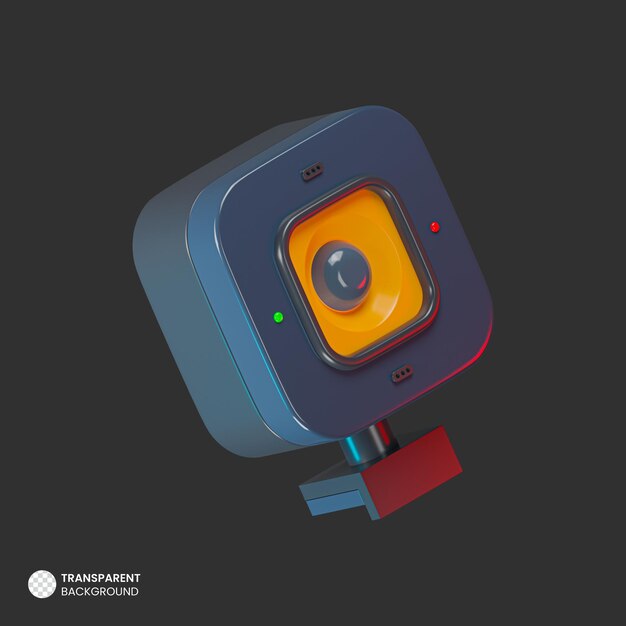 El icono de la cámara web de renderización 3D aislado