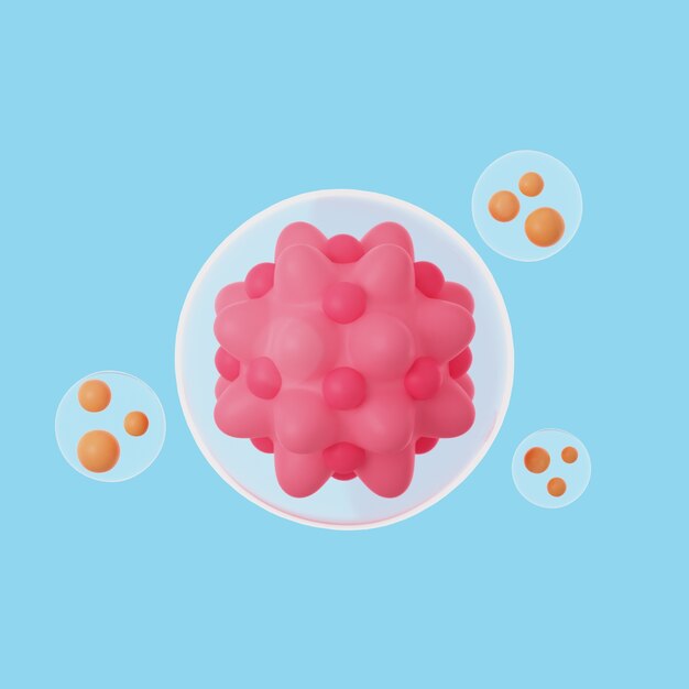 Icono de cáncer 3D con células