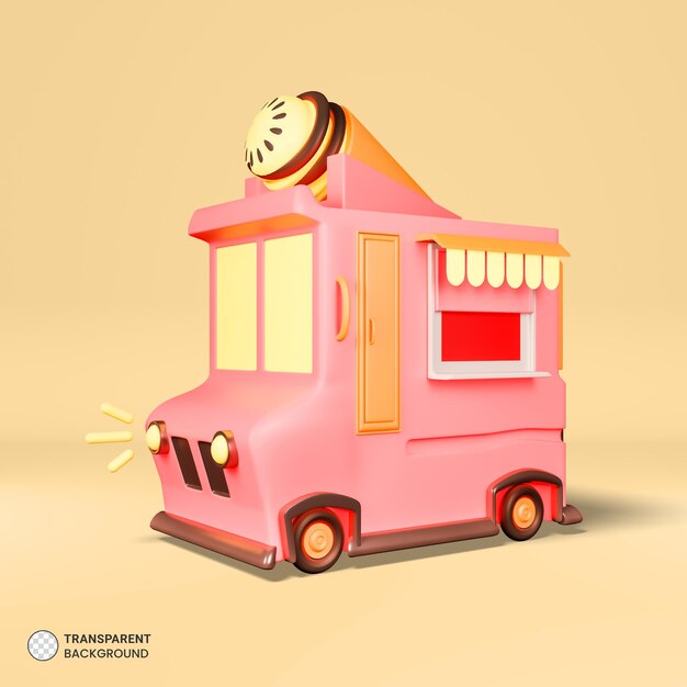 Icono de carro de calle de helados Ilustración de procesamiento 3d aislado