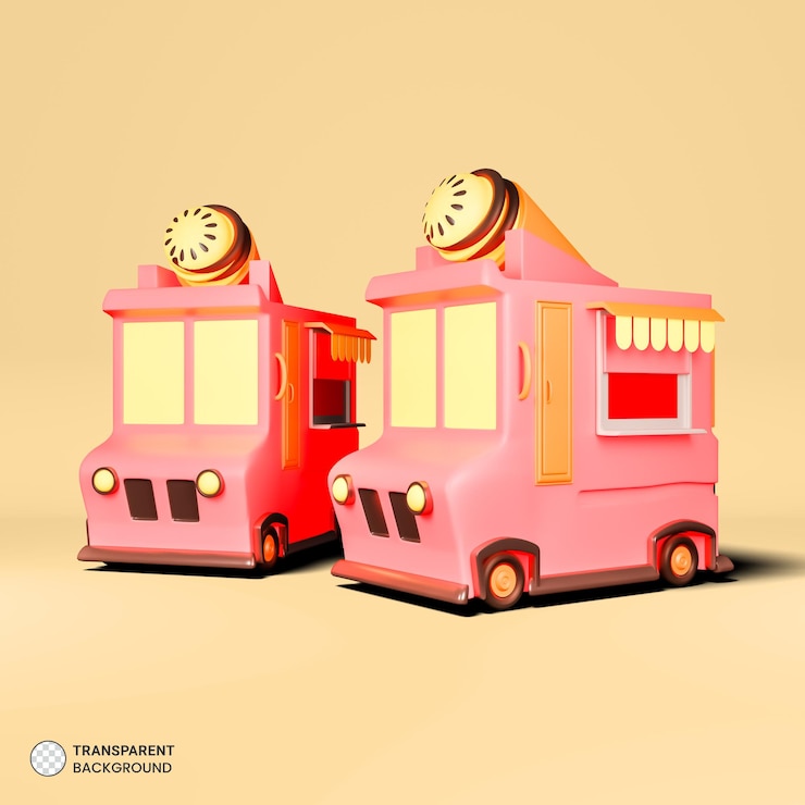 PSD gratuito icono de carro de calle de helados ilustración de procesamiento 3d aislado