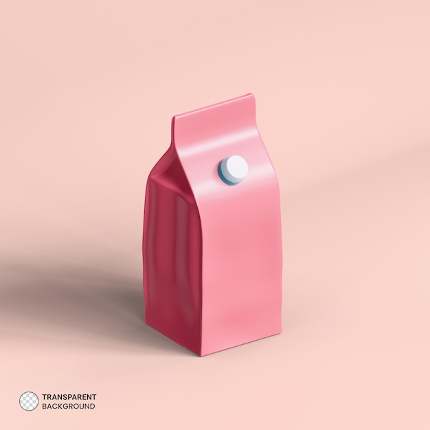 Icono de cartón de leche aislado 3d render ilustración