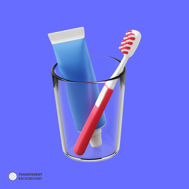 Icono de cepillo de dientes dental aislado 3d render ilustración