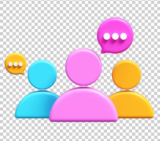 Icono de chat grupal 3D con burbujas de habla
