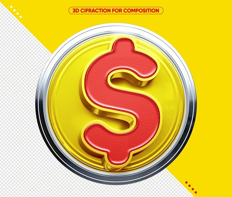 PSD gratuito icono de cifrado amarillo 3d para ventas
