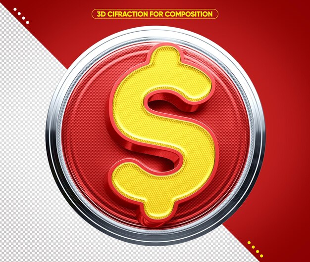 Icono de cifrado rojo 3d para ventas