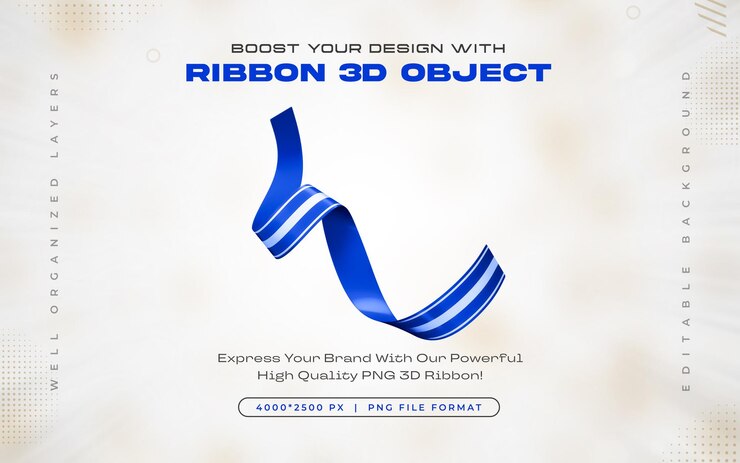 PSD gratuito el icono de la cinta azul es una ilustración de renderización 3d aislada