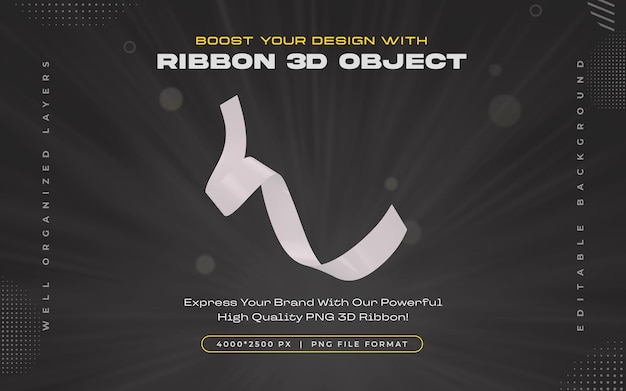 PSD gratuito Ícono de cinta blanca aislado ilustración de renderización en 3d