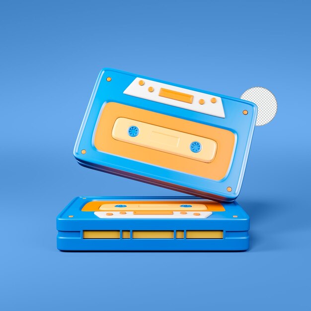 Icono de cinta de casete retro Ilustración de procesamiento 3d aislado