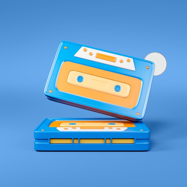 Icono de cinta de casete retro Ilustración de procesamiento 3d aislado