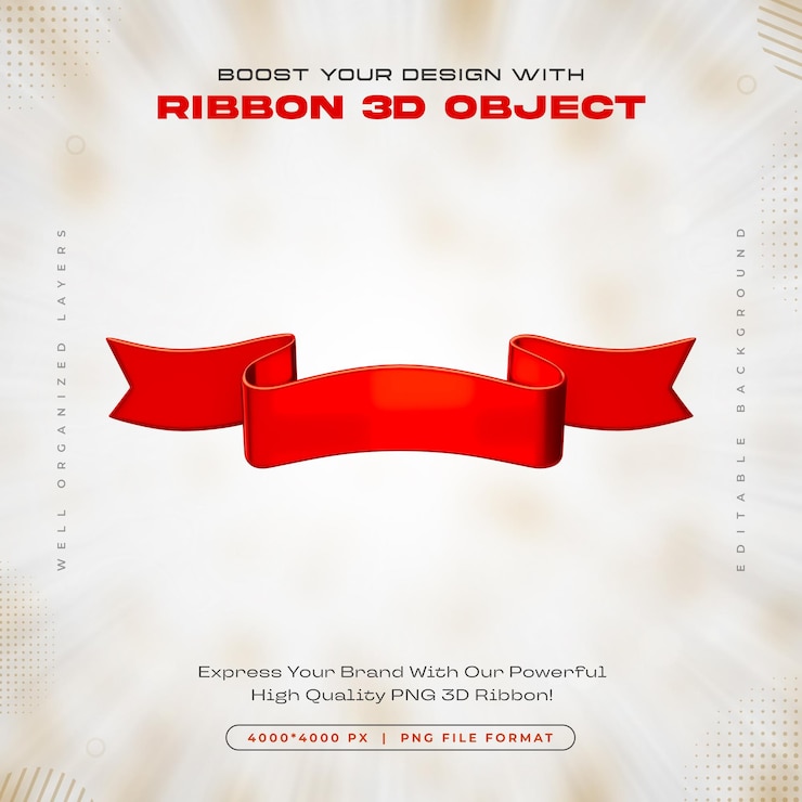 PSD gratuito el icono de la cinta roja es una ilustración de renderización 3d aislada