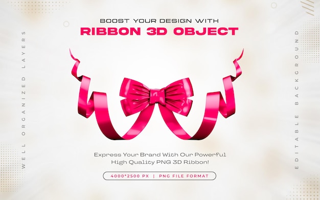 Ícono de cinta rosada aislado Ilustración de renderización en 3D