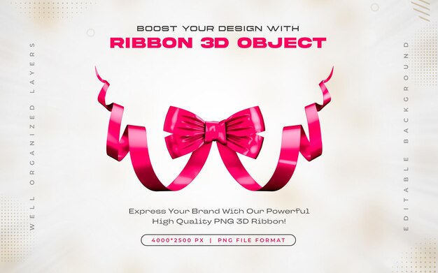 Ícono de cinta rosada aislado Ilustración de renderización en 3D