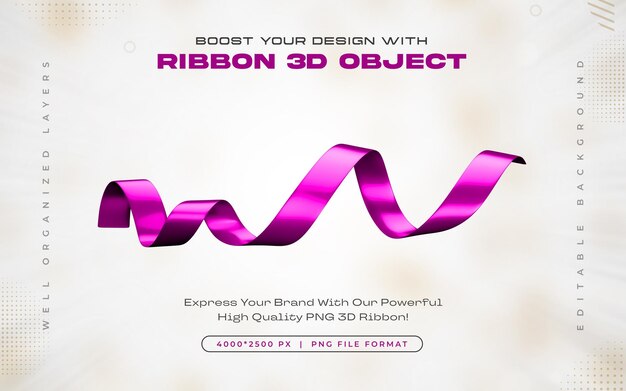 Ícono de cinta violeta aislado Ilustración de renderización en 3D
