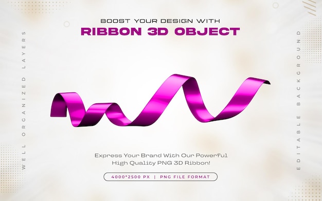 Ícono de cinta violeta aislado Ilustración de renderización en 3D