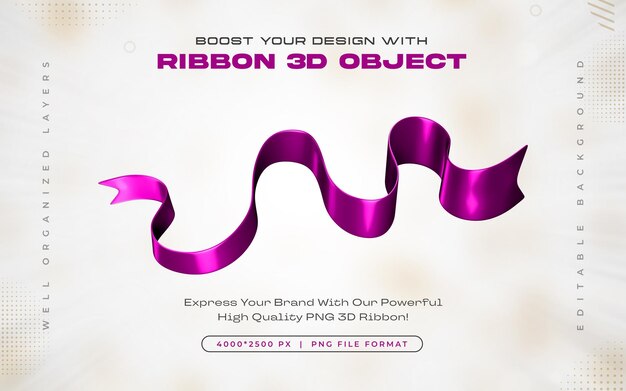 Ícono de cinta violeta aislado Ilustración de renderización en 3D