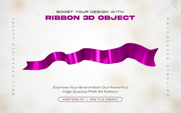 Ícono de cinta violeta aislado Ilustración de renderización en 3D