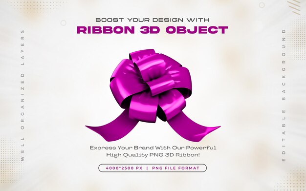 Ícono de cinta violeta aislado Ilustración de renderización en 3D