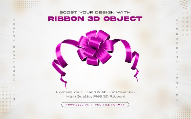 Ícono de cinta violeta aislado Ilustración de renderización en 3D