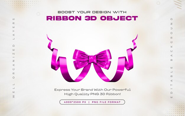 Ícono de cinta violeta aislado Ilustración de renderización en 3D