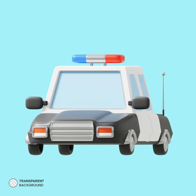 Icono de coche de policía aislado 3d render ilustración