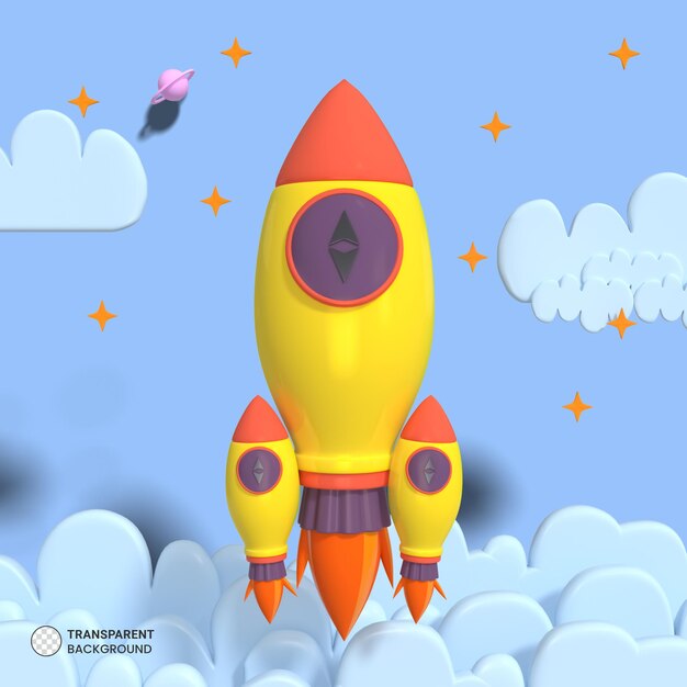 Icono de cohete de nave espacial aislado 3d render ilustración