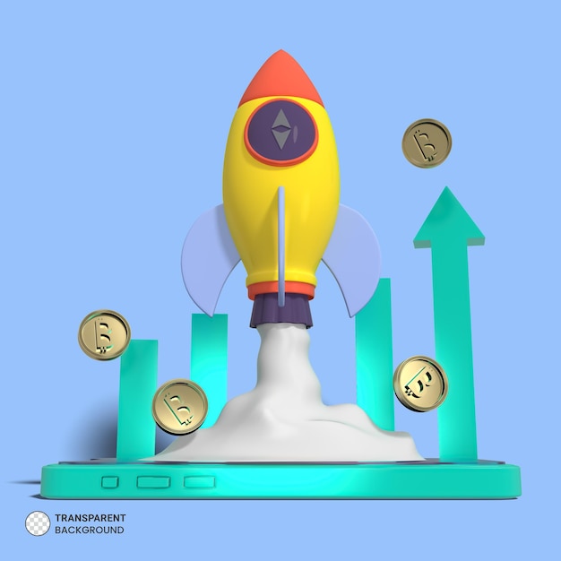 Icono de cohete de nave espacial aislado 3d render ilustración