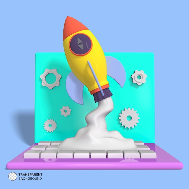 Icono de cohete de nave espacial aislado 3d render ilustración