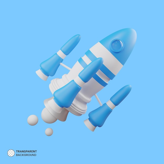 Icono de cohete de nave espacial aislado 3d render ilustración