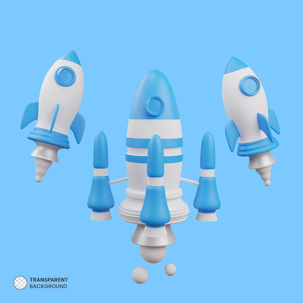 PSD gratuito icono de cohete de nave espacial aislado 3d render ilustración