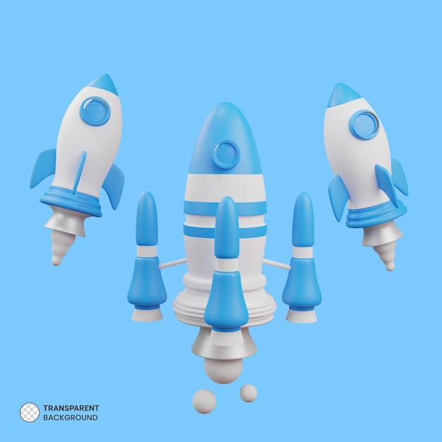 Icono de cohete de nave espacial aislado 3d render ilustración