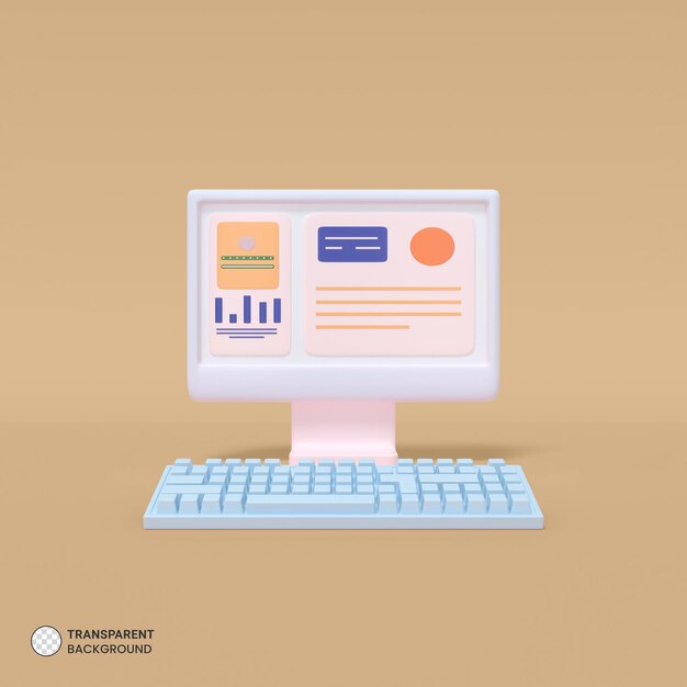 Icono de computadora aislado 3d render ilustración