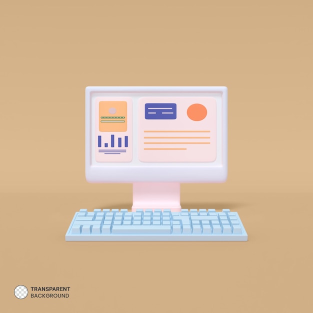 Icono de computadora aislado 3d render ilustración