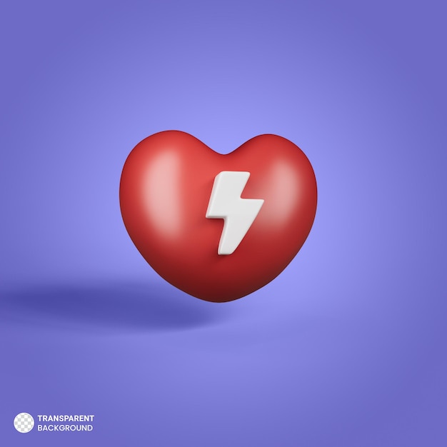 Icono de corazón aislado 3d render ilustración