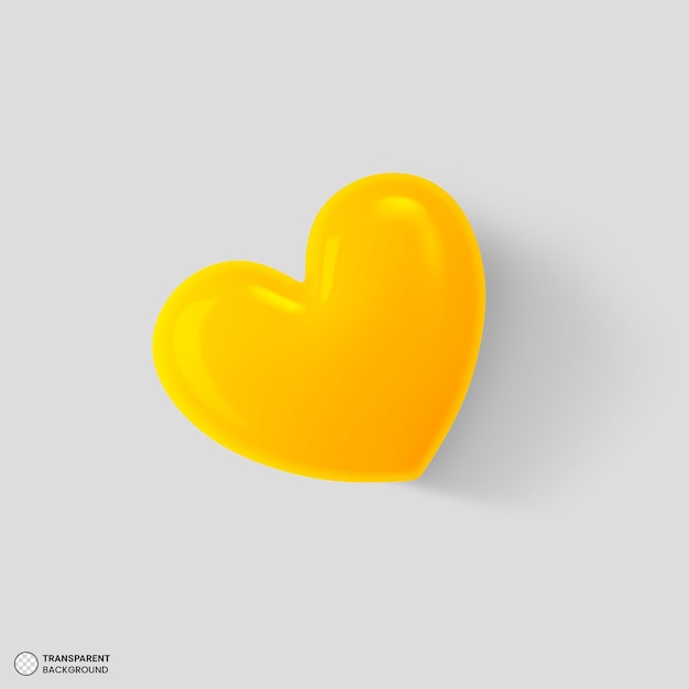 PSD gratuito icono de corazón amarillo brillante ilustración de render 3d