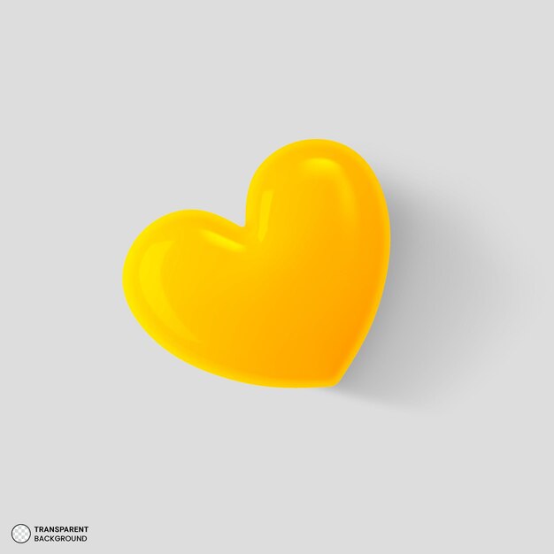 Icono De Corazón Amarillo Brillante Ilustración De Render 3d