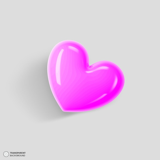 Icono de corazón púrpura brillante ilustración de renderizado 3d