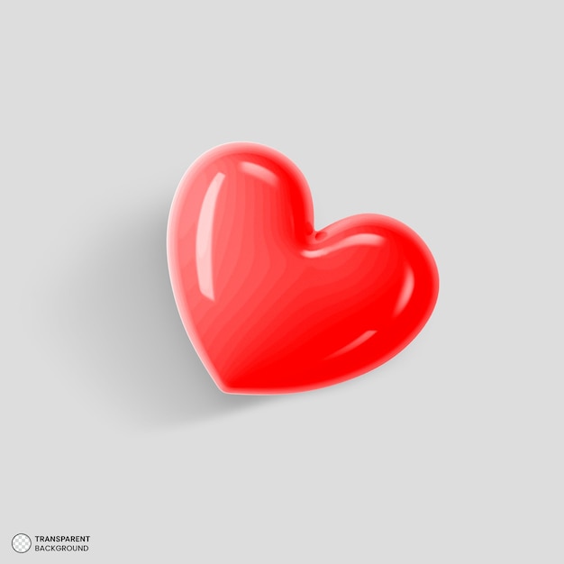 PSD gratuito icono de corazón rojo brillante ilustración de render 3d