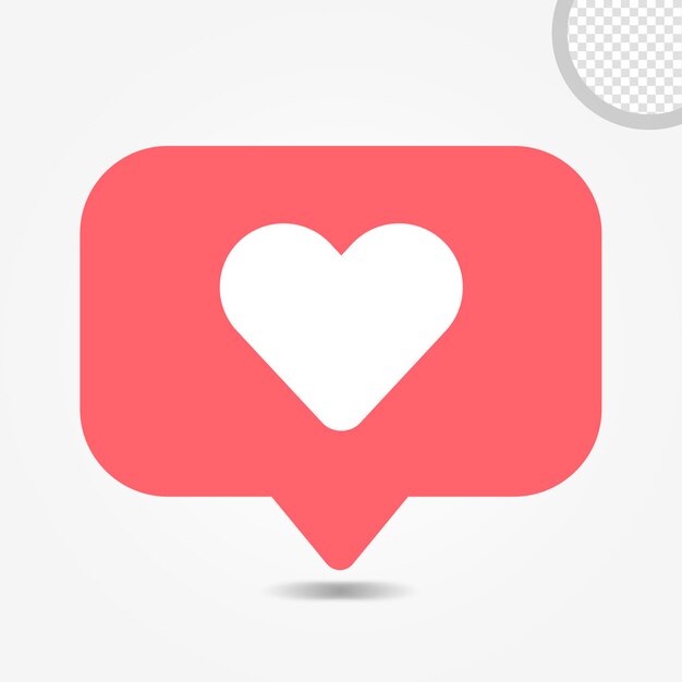 Un ícono de corazón rojo con un ícono de corazón blanco sobre un fondo blanco.