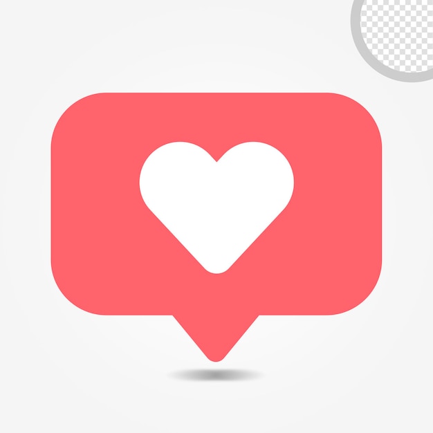 Un ícono de corazón rojo con un ícono de corazón blanco sobre un fondo blanco.