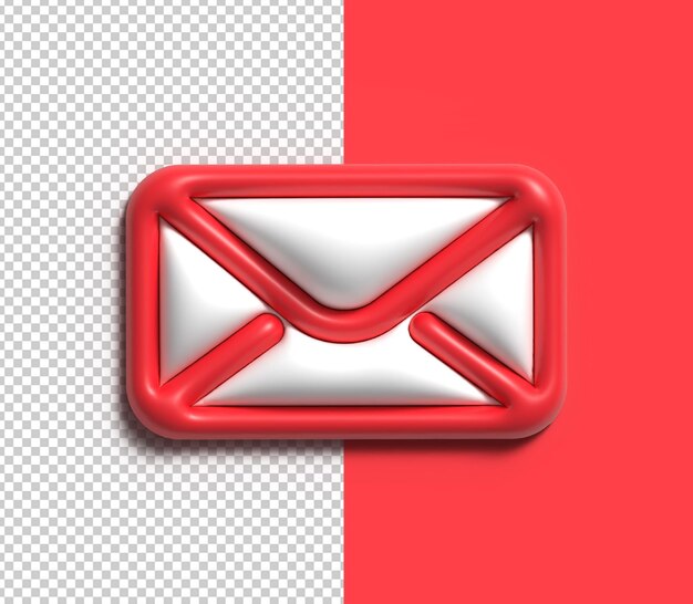 Icono de correo electrónico 3d Render ilustración Archivo Psd transparente