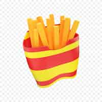 PSD gratuito icono de cubo de papas fritas aislado 3d render ilustración