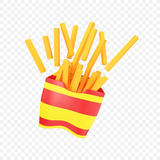 Icono de cubo de papas fritas aislado 3d render ilustración