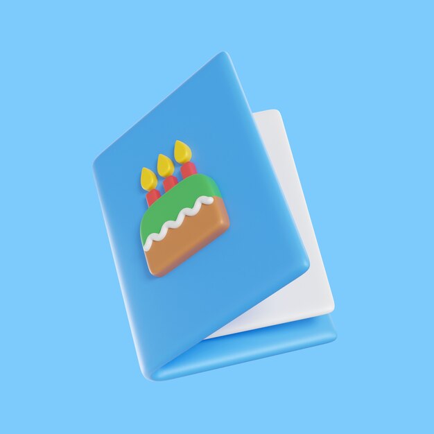 icono de cumpleaños 3d con libro