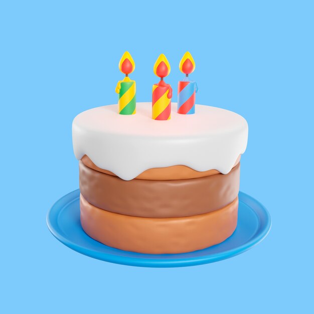 icono de cumpleaños 3d con pastel