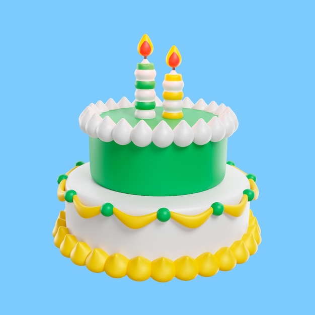 icono de cumpleaños 3d con pastel