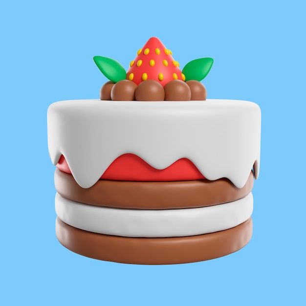 icono de cumpleaños 3d con pastel