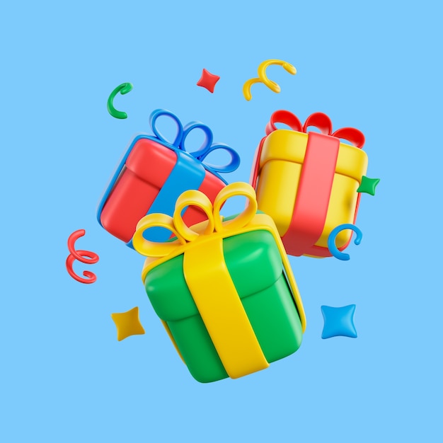 icono de cumpleaños 3d con regalos